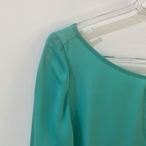 MILLY Jade teal mint green silk butterfly sleeves wedding guest dress size 2 - Picture 7 of 15